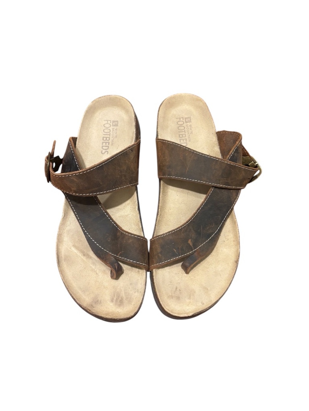 White Mountain Carly Leather Sandals in Brown Size 10
